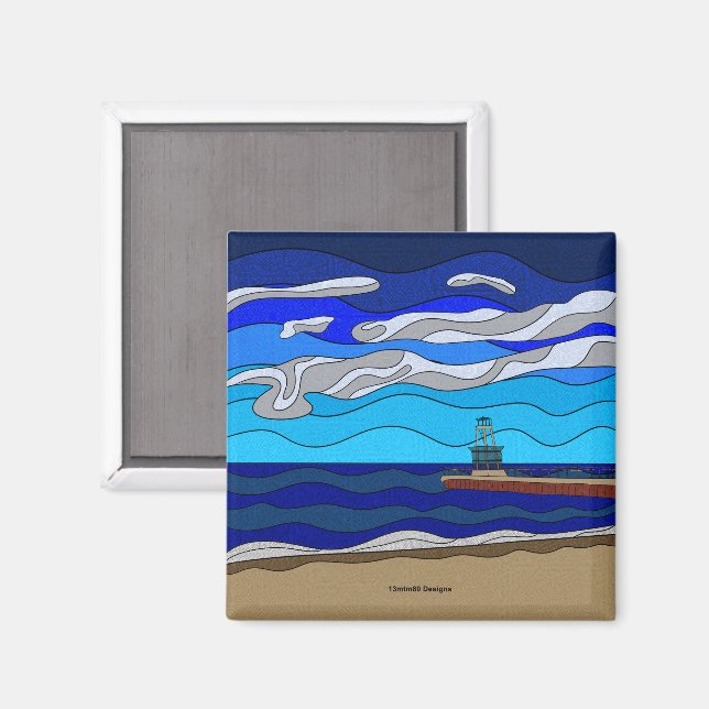 Lake Michigan - Magnet (fyrkant) (Front/Back)