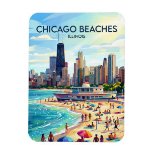 Lake Michigan och Chicagos North Avenue Beach USA Magnet