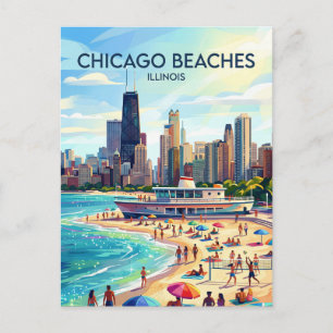 Lake Michigan och Chicagos North Avenue Beach USA Vykort