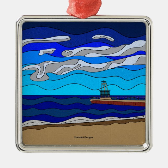 Lake Michigan - Premium Ornament (fyrkantig) (Framsidan)