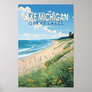 Lake Michigan Resa Konst Vintage Poster