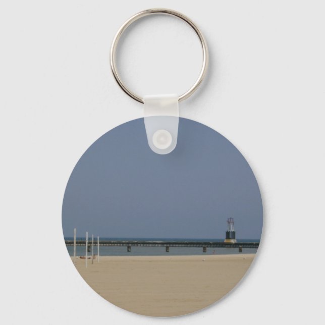 Lake Michigan Shores Beacon Light Nyckelring (Framsida)