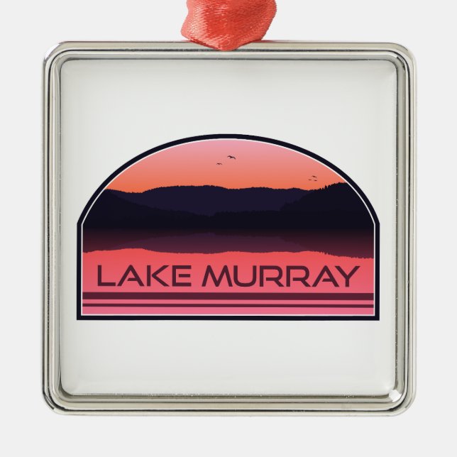 Lake Murray South Carolina Red Sunrise Julgransprydnad Metall (Framsidan)