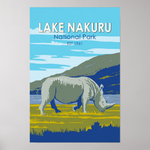 Lake Nakuru Nationalpark Vit Noshörna Resa Poster
