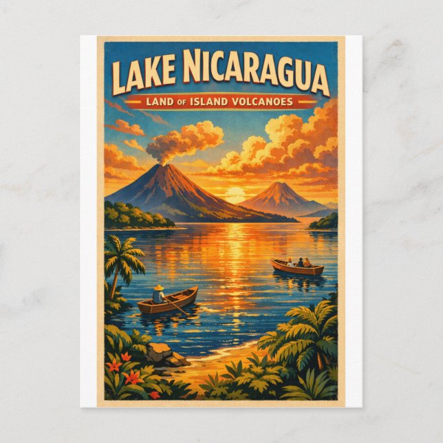 Lake Nicaragua, Nicaragua, in a classic retro Vykort (Framsida)