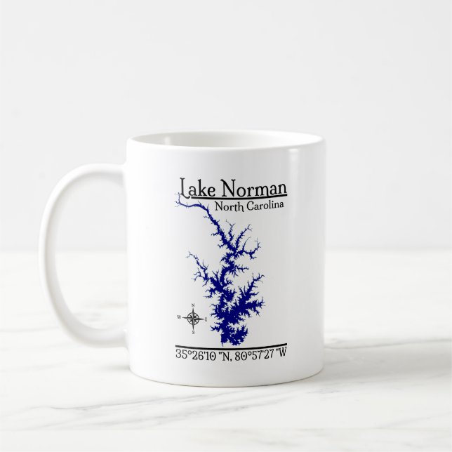 Lake Norman North Carolina Detaljerad Kartmugg Kaffemugg (Vänster)