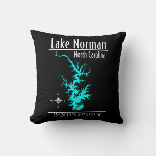 Lake Norman North Carolina Karta Kastkudde Kudde
