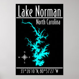 Lake Norman North Carolina Kartkoordinater Affisch