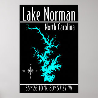 Lake Norman North Carolina Kartkoordinater Affisch