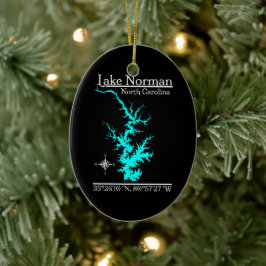 Lake Norman North Carolina Kartkoordinater Julgransprydnad Keramik