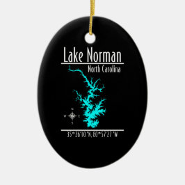 Lake Norman North Carolina Kartkoordinater Julgransprydnad Keramik