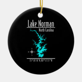 Lake Norman North Carolina Kartkoordinater Julgransprydnad Keramik