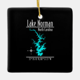 Lake Norman North Carolina Kartkoordinater Julgransprydnad Keramik