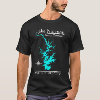 Lake Norman North Carolina Kompass Koordinater T Shirt