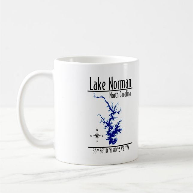 Lake Norman North Carolina Tvåsidig Kartkopp Kaffemugg (Vänster)