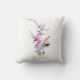 Lake Norman Silhouette Map Throw Pillow Kudde