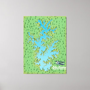 Lake Norman South Carolina retro karta Canvastryck
