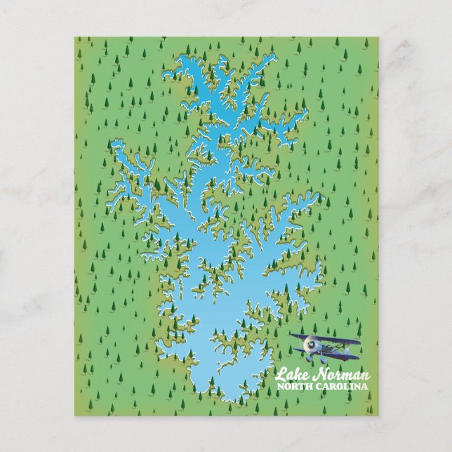 Lake Norman South Carolina retro karta Flygblad (Framsidan)