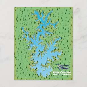 Lake Norman South Carolina retro kartaffisch Flygblad