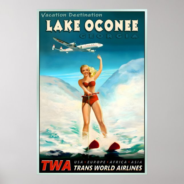 Lake Oconee Georgia TWA Trans World Airlines Poster (Framsidan)