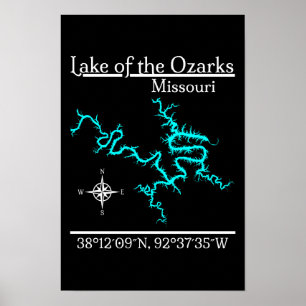 Lake of the Ozarks Missouri Kartkoordinater Poster