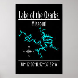 Lake of the Ozarks Missouri Koordinater Kartaffisc Poster