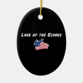 Lake of the Ozarks Missouri Patriotisk Örn Julgransprydnad Keramik