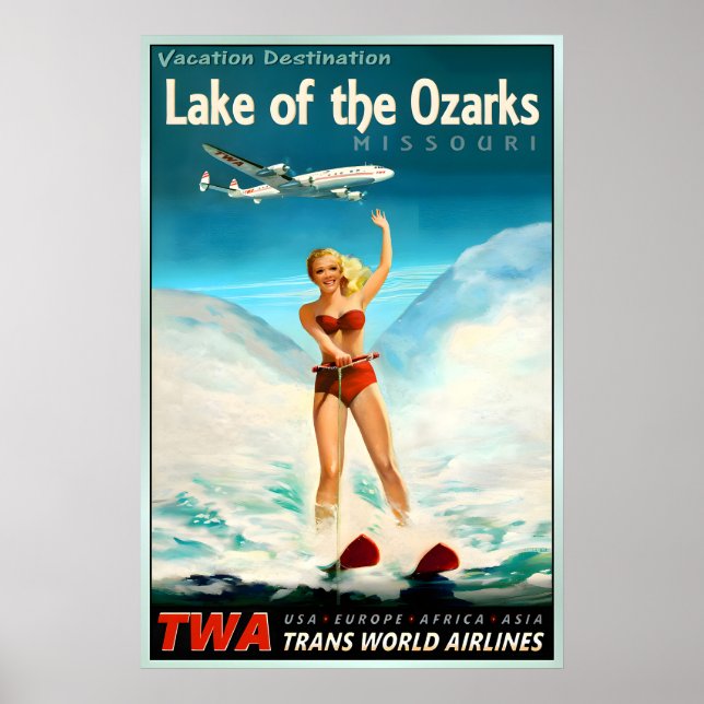 Lake of the Ozarks Missouri TWA Trans World Poster (Framsidan)