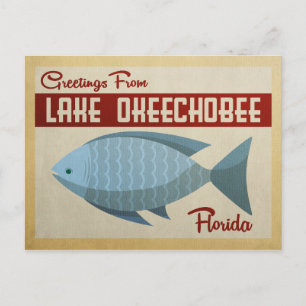 Lake Okeechobee Fisk Vintage Resa Vykort