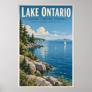 Lake Ontario Illustration Resa Konst Vintage Poster