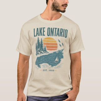 Lake Ontario Vintage Grafisk T-shirt, Sjöar Protes T Shirt