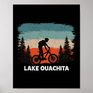 Lake Ouachita Mountainbikeåkning Solnedgång Retro Poster