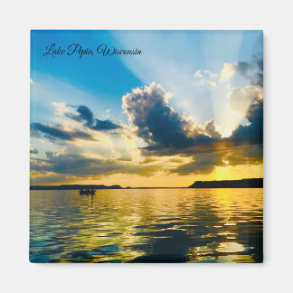 Lake Pepin Solnedgång: Golden Hour över vattnet Magnet