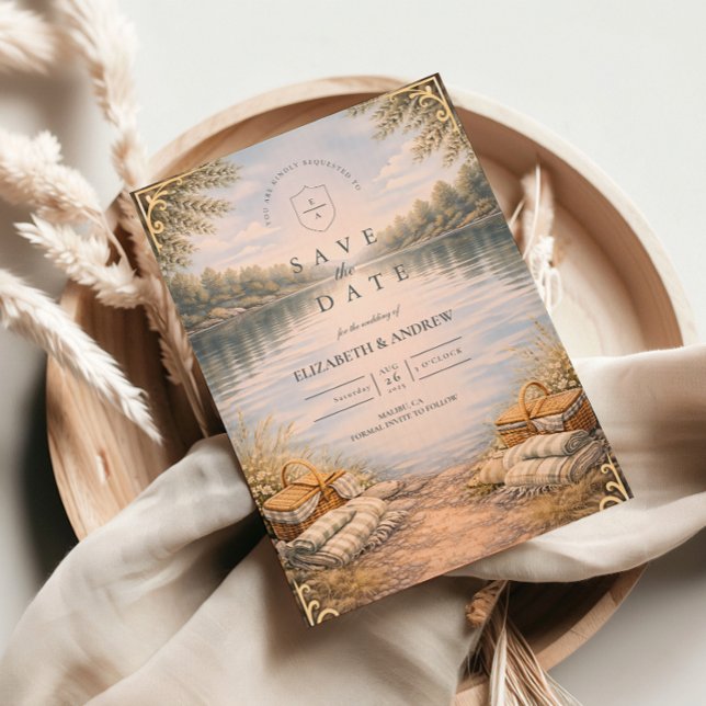 Lake Picnic Forest Elegance Wedding Spara Datumet (Skapare uppladdad)