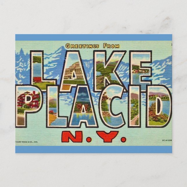 Lake Placid Antik Välkomst vykort (Framsida)