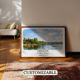 Lake Placid New York Affisch, Akvarell, Anpassad Poster