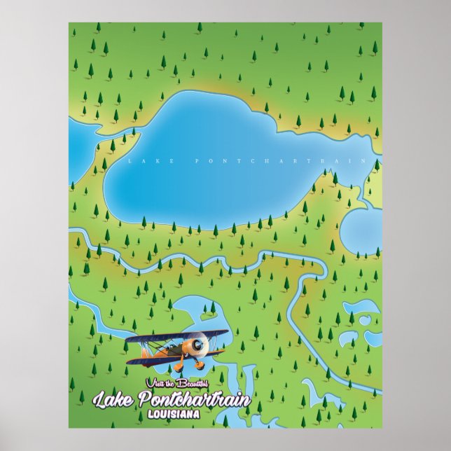 Lake Pontchartrain Louisiana sjökarta Poster (Framsidan)