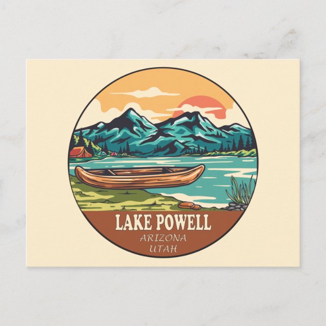 Lake Powell Båtliv Fiske Emblem Vykort (Framsida)