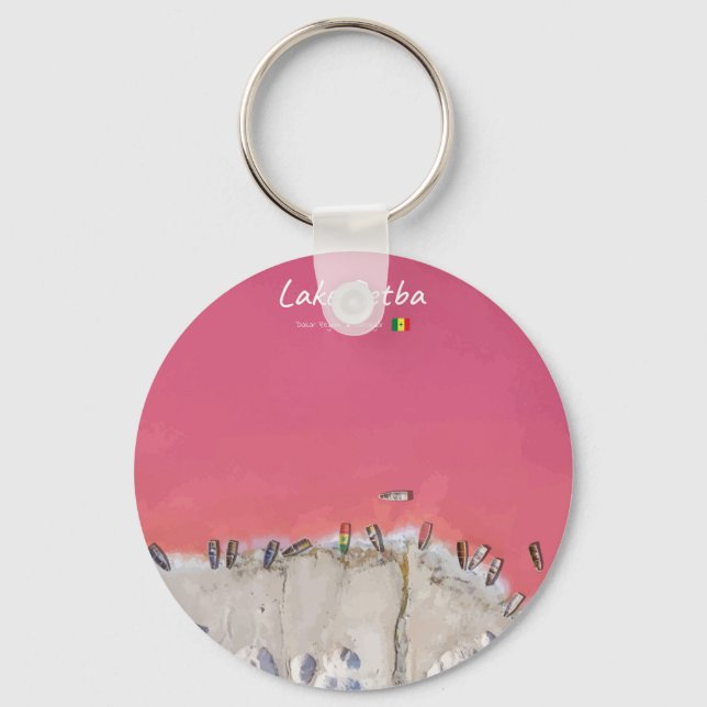 Lake Retba, Senegal - Rosa sjöbåtar Nyckelring (Framsida)