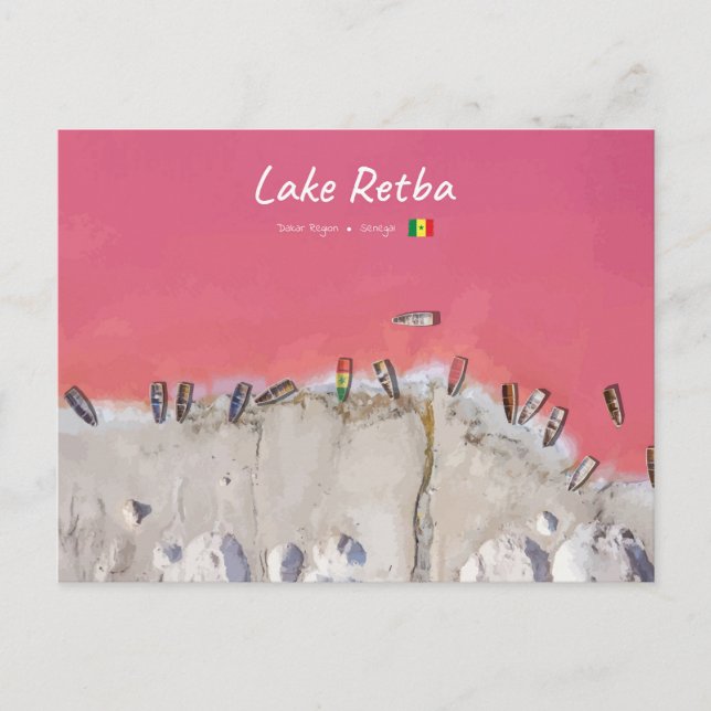 Lake Retba, Senegal - Rosa sjöfartyg Vykort (Framsida)