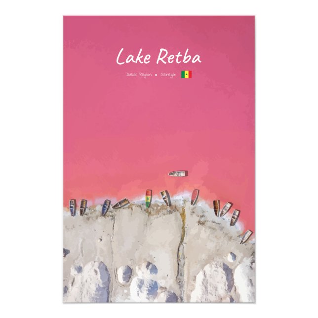 Lake Retba, Senegal - Rosa sjön båtar Fototryck (Framsidan)