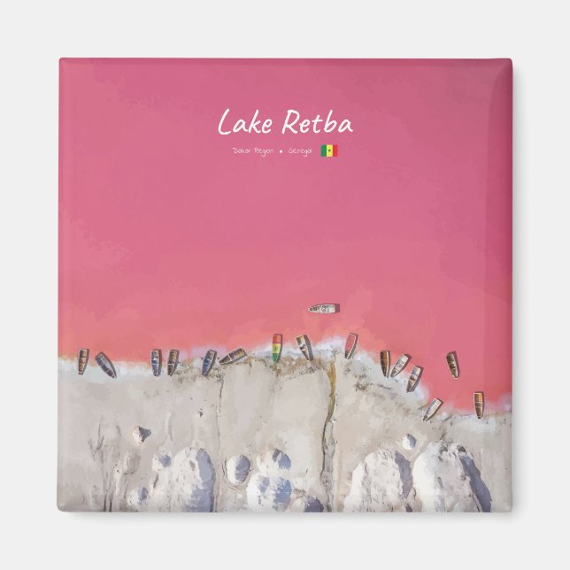 Lake Retba, Senegal - Rosa sjön båtar Magnet (Framsidan)