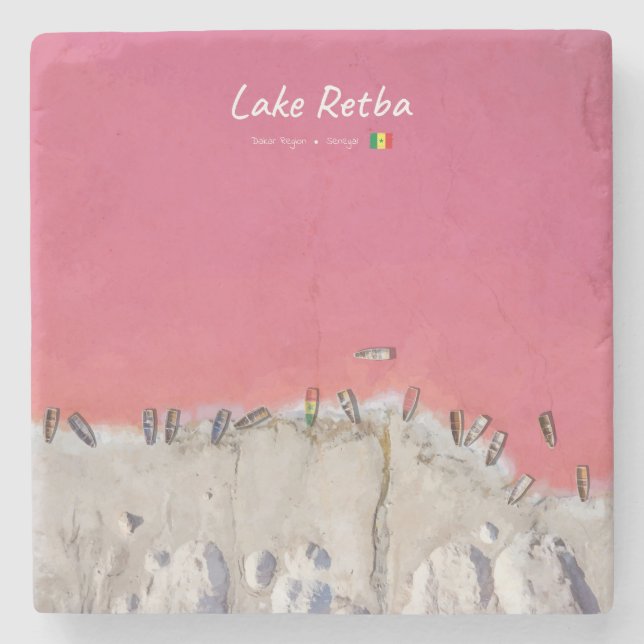 Lake Retba, Senegal - Rosa sjön båtar Stenunderlägg (Framsidan)