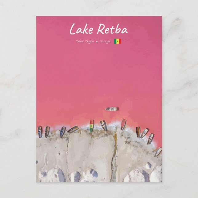 Lake Retba, Senegal - Rosa sjön båtar Vykort (Framsida)