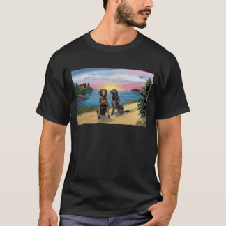 Lake Road - Två Labrador Retriever (Choklad-Svart) Tee Shirt