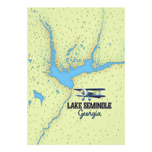 Lake Seminole Georgia Kartposter Fototryck