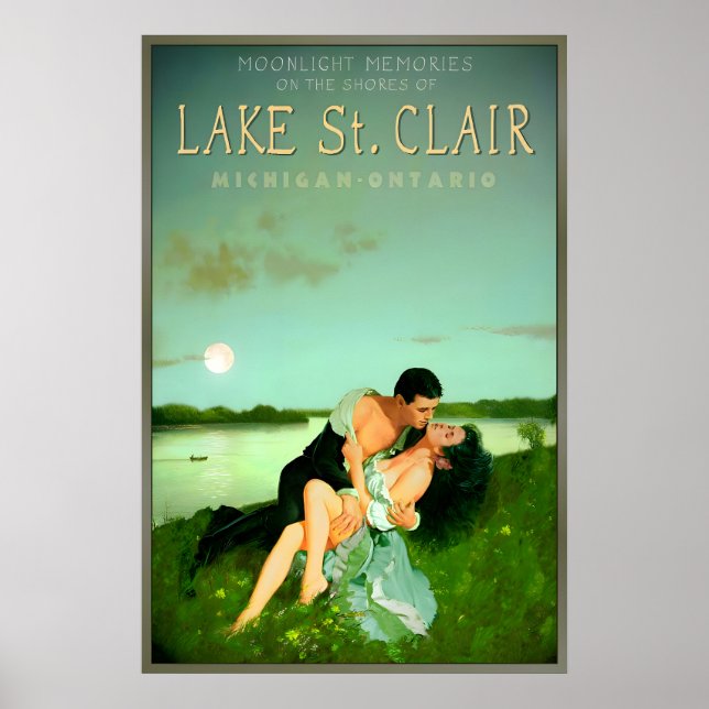 LAKE St Clair Månsken Minnen Resa Pin U Poster (Framsidan)
