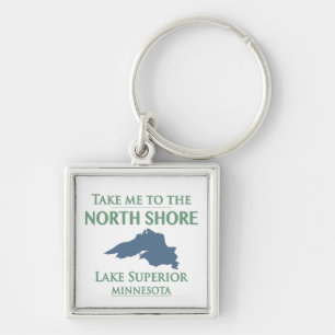 Lake Superior Norra Strand Fyrkantig Silverfärgad Nyckelring