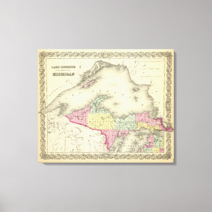 Lake Superior och den nordliga delen av Michigan Canvastryck
