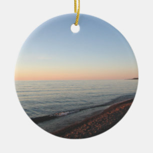 Lake Superior solnedgångprydnad Julgransprydnad Keramik